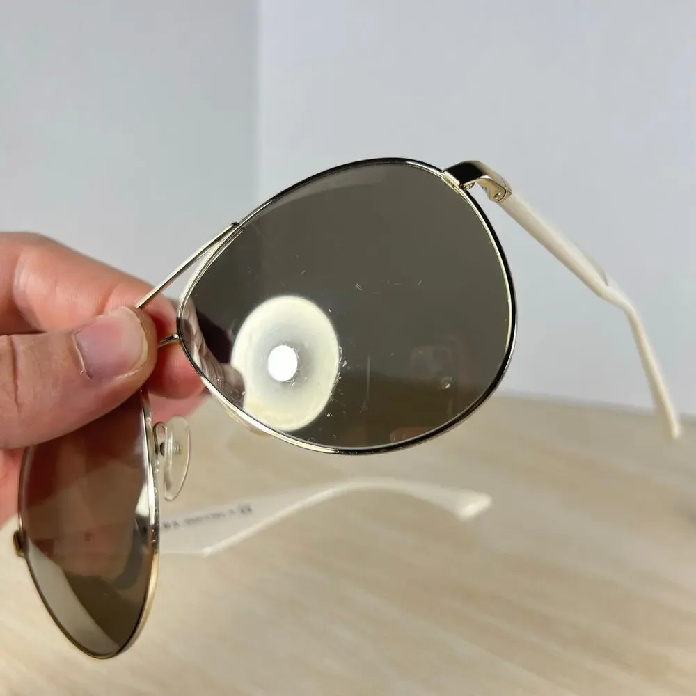 Prada SPR53Q ZVN-1C0 Sunglasses Aviator Gold White Mirrored Lenses 60-13-140